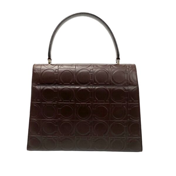 771a771 32982 32986 Salvatore Ferragamo Gancini Pattern Leather Bag Brown