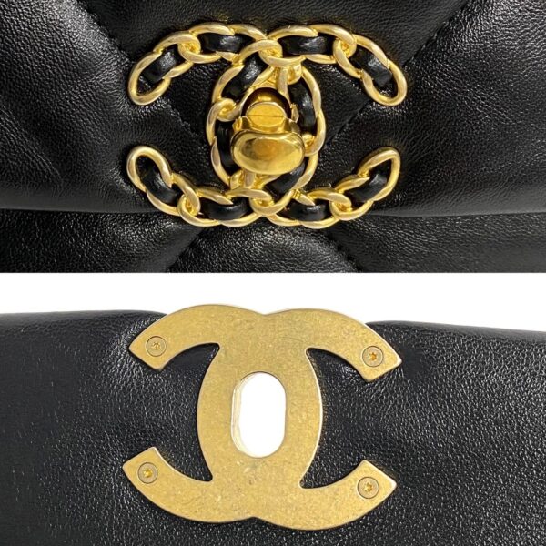 771a771 33753 5 Chanel 19 Matelasse Lambskin 2way Shoulder Handbag Black