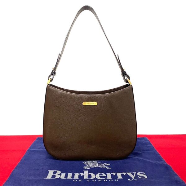 772a771 27049 1 Burberry Nova Check Leather Shoulder Tote Bag Brown