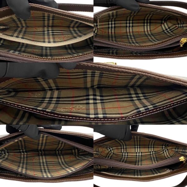 772a771 27049 9 Burberry Nova Check Leather Shoulder Tote Bag Brown