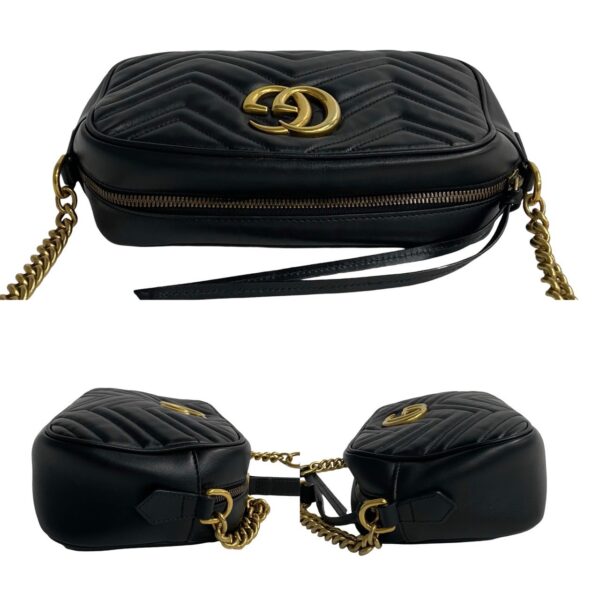 772a771 40778 6 Gucci GG Marmont Quilted Chain Mini Shoulder Bag Pochette Black