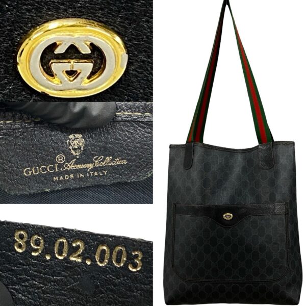 772a771 40789 4 Gucci Sherry Line GG Leather Tote Bag A4 Black