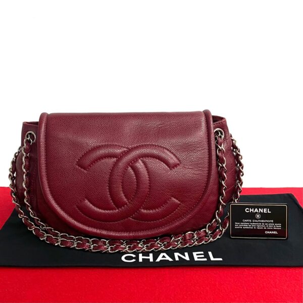 772a772 29468 1 Chanel Leather Chain Shoulder Handbag Bordeaux