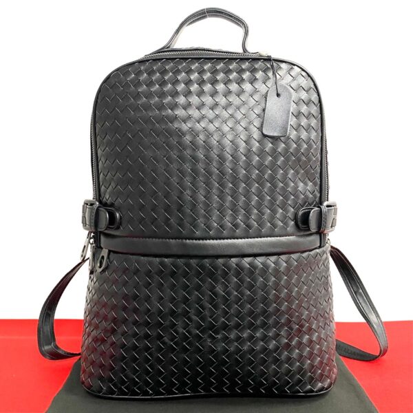 772a772 31008 1 Bottega Veneta Intrecciato Leather Backpack Black