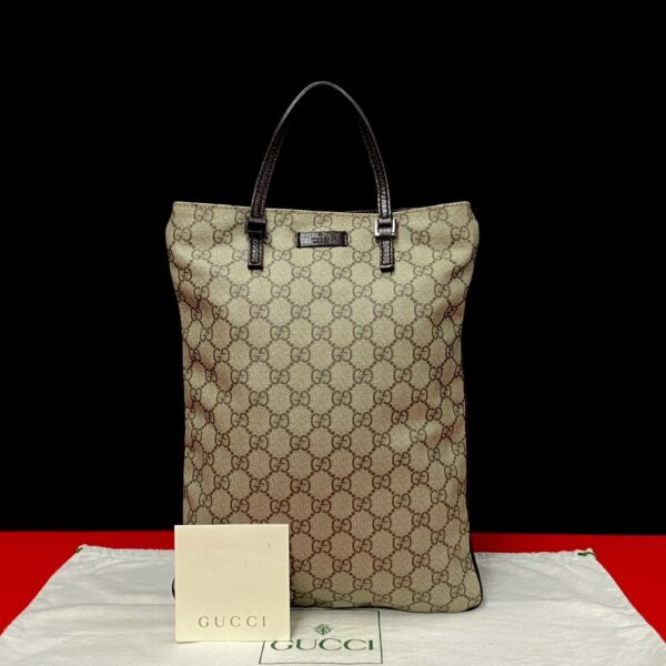 772a772 35304 10 Gucci GG Supreme Leather Handbag Mini Tote Bag A4 Brown Khaki