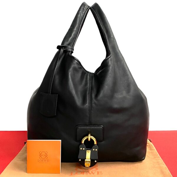 772a772 36237 1 Loewe Calier Leather Mini Tote Bag Black