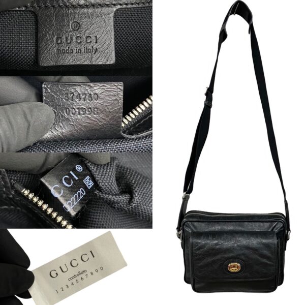 773a773 22379 4 Gucci GG Messenger Bag Leather Shoulder Bag Black