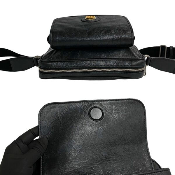 773a773 22379 8 Gucci GG Messenger Bag Leather Shoulder Bag Black