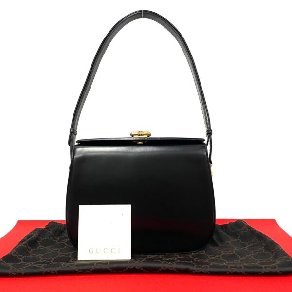 773a773 23628 1 Gucci Calf Leather Turnlock Shoulder Bag Tote Bag Black