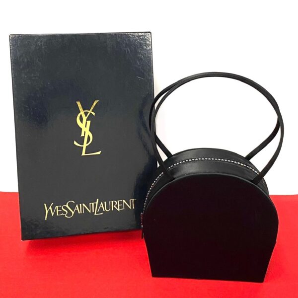 773a773 32070 1 Yves Saint Laurent Rhinestone Satin Mini Tote Bag Black