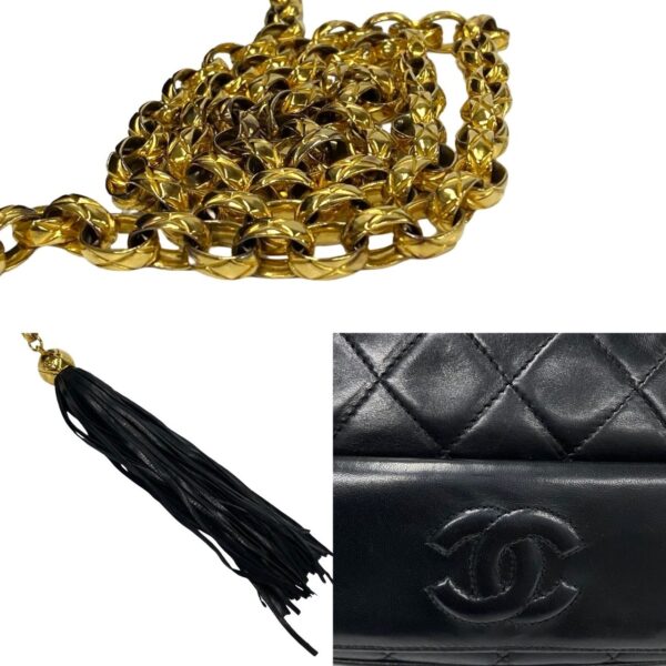 773a773 39287 10 Chanel Matelasse Lambskin Tassel Chain Shoulder Bag Black