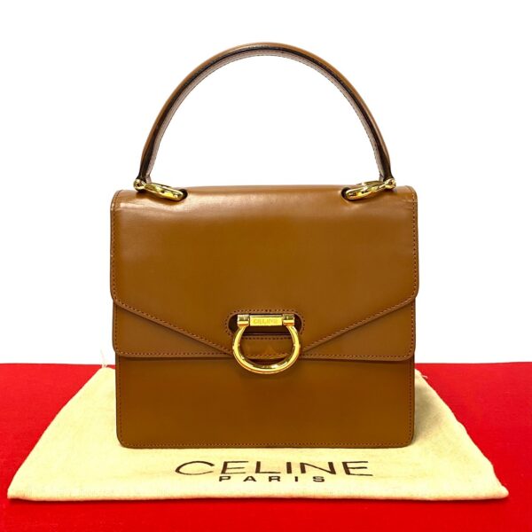 774b772 41380 1 Celine Double Flap Leather Handbag Brown Tea