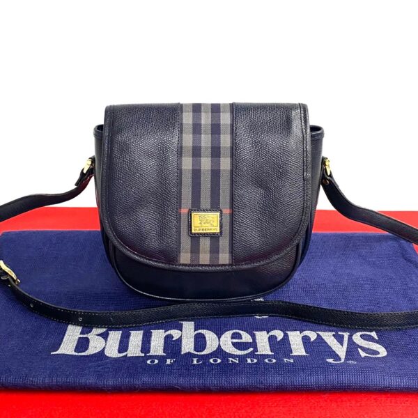 774b773 28568 1 Burberrys Nova Check Canvas Leather Mini Pochette Blue