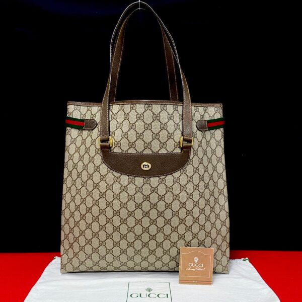 774b774 24511 1 Gucci Sherry Line GG Leather Tote Bag A4 Brown