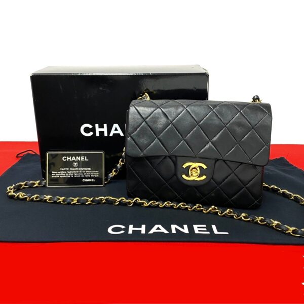 774b774 26439 1 Chanel Matelasse Coco Mark Lambskin Chain Shoulder Bag Black