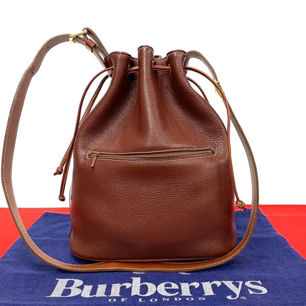 774b774 29816 1 Burberry Nova Check Fittings Leather Shoulder Drawstring Tote Brown