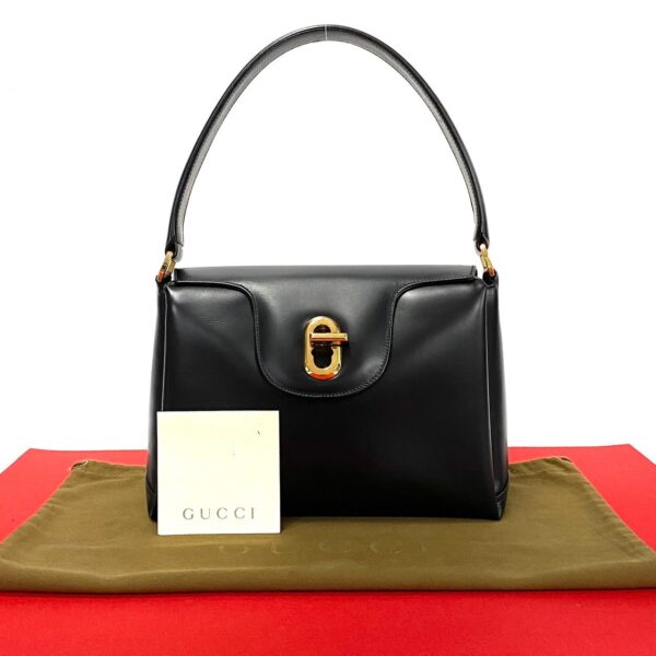 774b774 34443 1 Gucci Leather Handbag Shoulder Bag Black Ladies