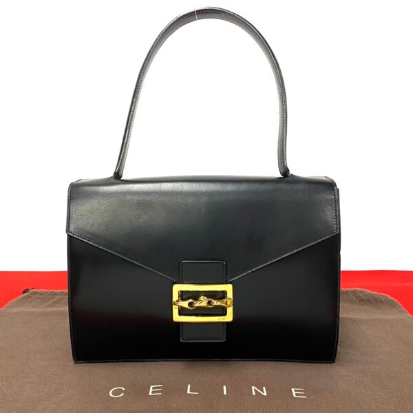 776b775 34332 1 Celine Chain Leather Shoulder Bag Handbag Black