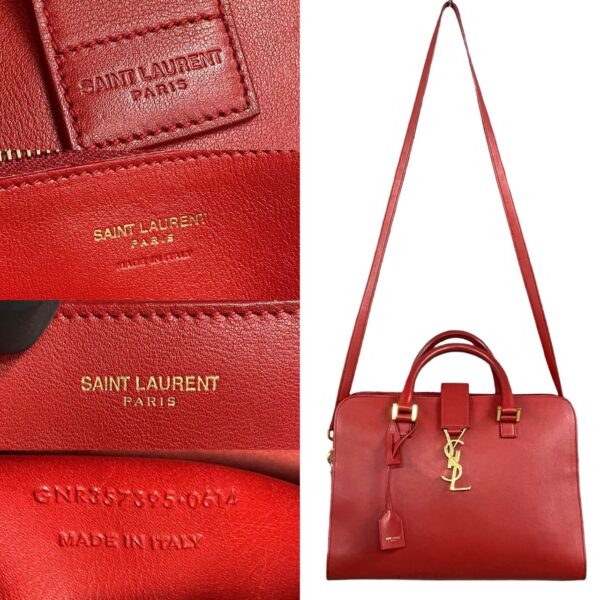 776b776 19232 4 Yves Saint Laurent YSL Leather 2way Handbag Shoulder Bag Red