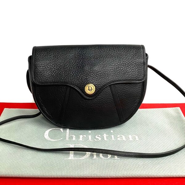 776b776 20833 1 Christian Dior Leather Shoulder Bag Mini Pochette Black