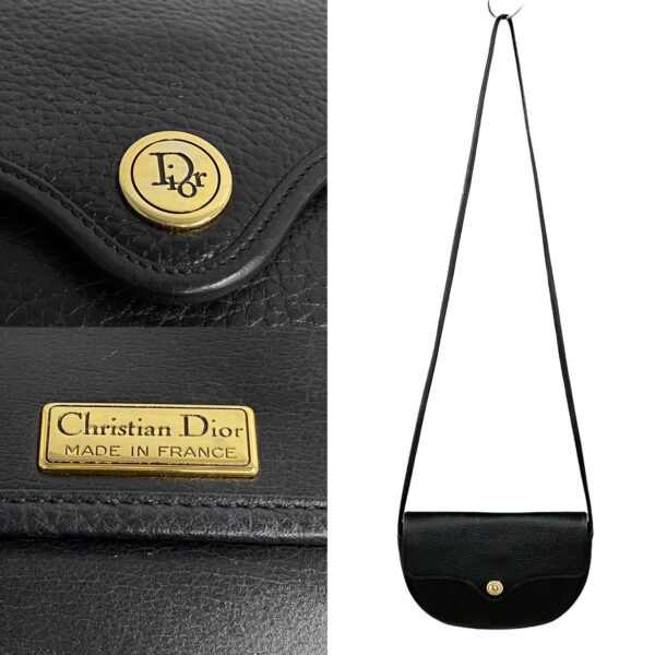 776b776 20833 4 Christian Dior Leather Shoulder Bag Mini Pochette Black