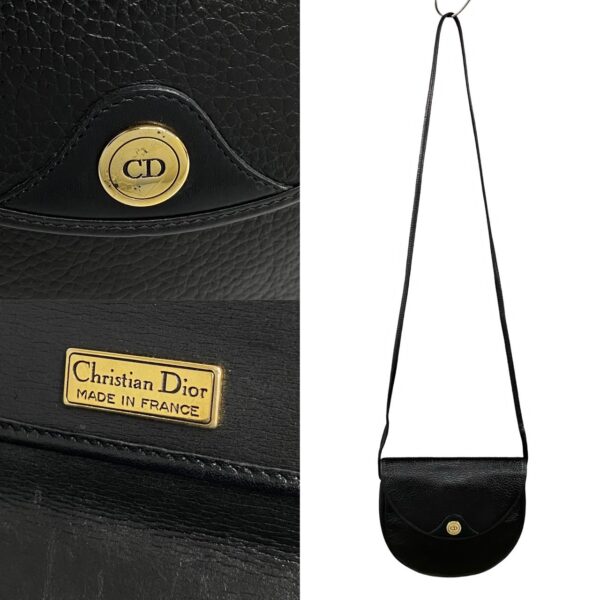 776b776 27482 4 Christian Dior CD Leather Shoulder Bag Pochette Black