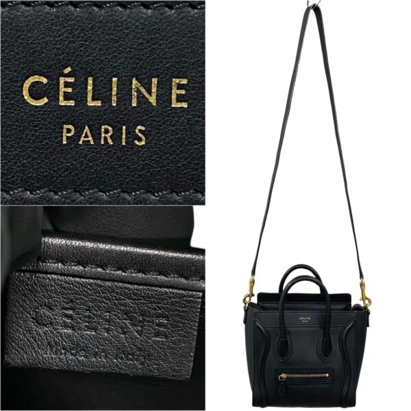 776b776 29547 4 Celine Luggage Nano Shopper Calfskin 2way Shoulder Bag Black