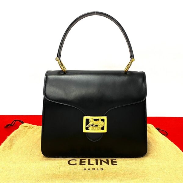 777b776 33052 1 Celine Carriage Calf Leather Mini Handbag Tote Bag Black