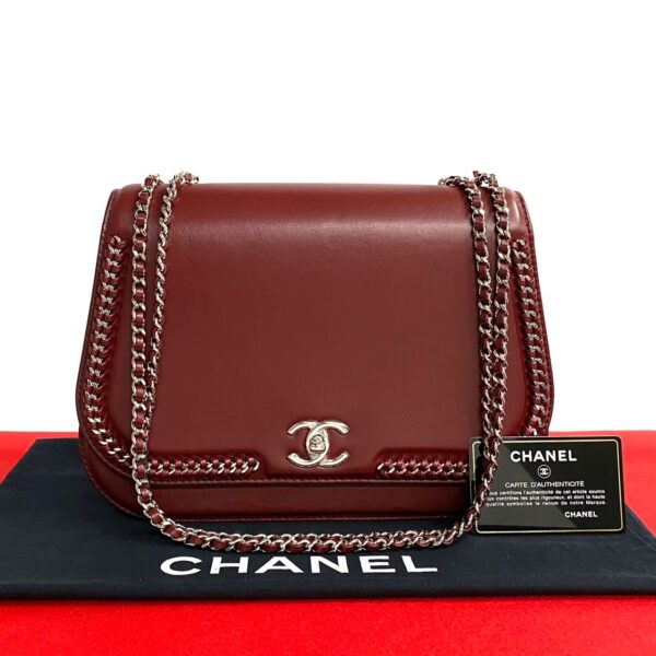 777b776 33139 1 Chanel Coco Mark Leather Chain Shoulder Handbag Red