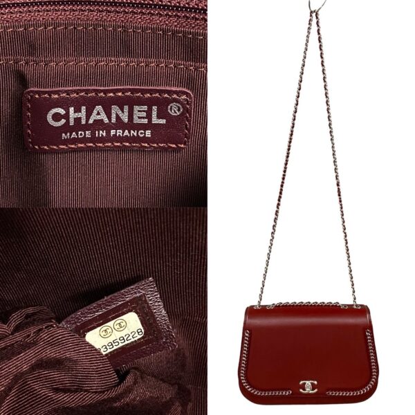 777b776 33139 4 Chanel Coco Mark Leather Chain Shoulder Handbag Red