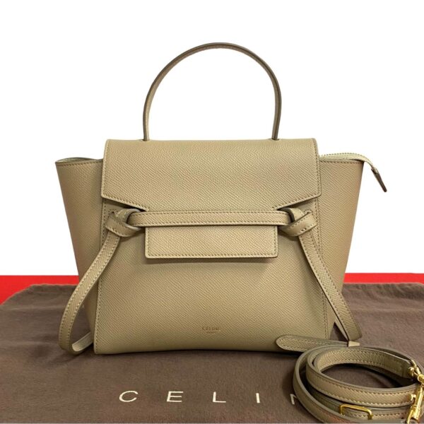 777b777 18360 1 Celine Belt Bag Nano Leather 2way Mini Handbag Tote Bag Gray