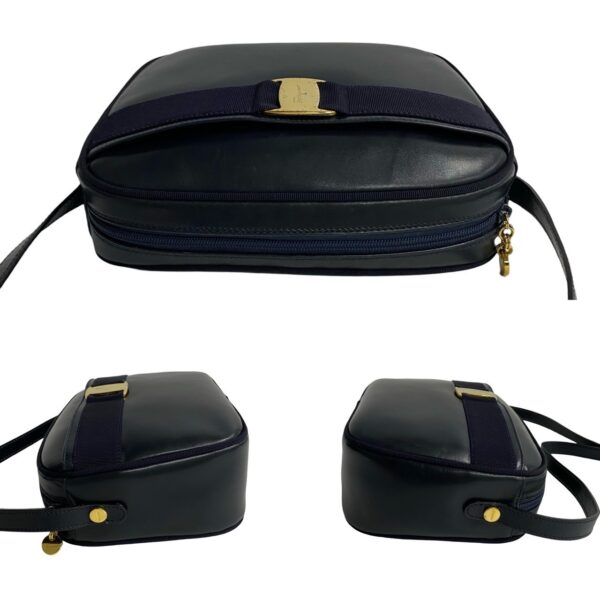 777b777 22410 6 Salvatore Ferragamo Vara Calf Leather Shoulder Bag Navy