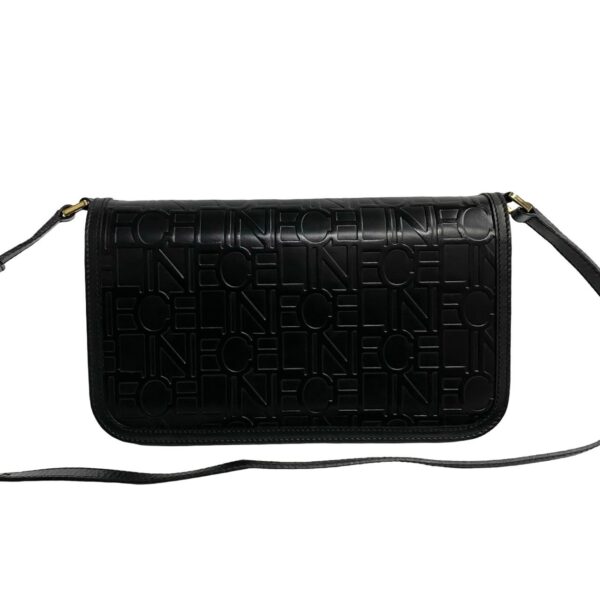 777b777 27045 5 Celine Embossed Leather Shoulder Bag Pochette Sacoche Black