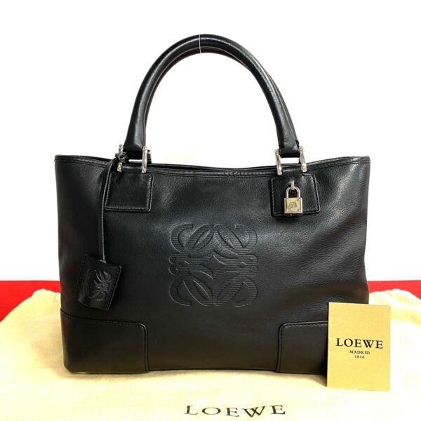 777b777 27090 1 Loewe Fusta Anagram Leather Mini Tote Bag Black