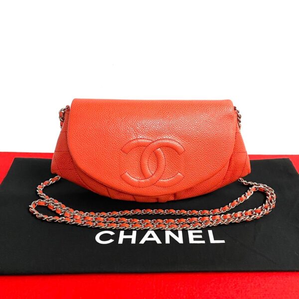 778c778 18700 1 Chanel Matelasse Coco Mark Caviar Skin Chain Wallet Black