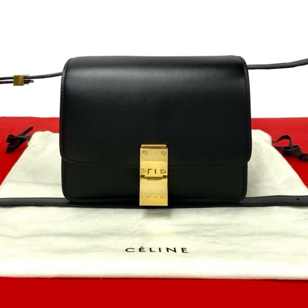 778c778 19332 1 Celine Classic Box Small Leather Shoulder Bag Mini Pochette Black