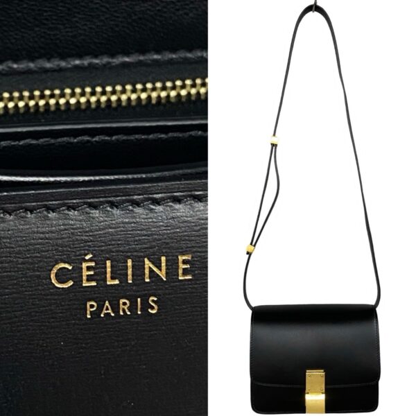 778c778 19332 4 Celine Classic Box Small Leather Shoulder Bag Mini Pochette Black