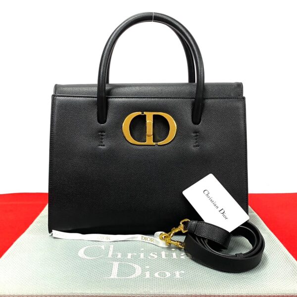 778c778 21802 1 Christian Dior Saint Honoré Leather 2way Shoulder Bag Handbag Black