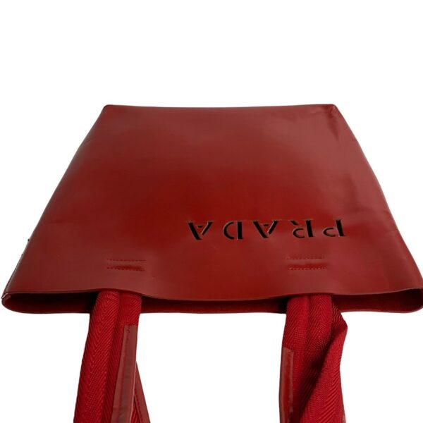 778c778 23127 6 Prada Cutout Calf Leather Nylon Mini Tote Bag Red