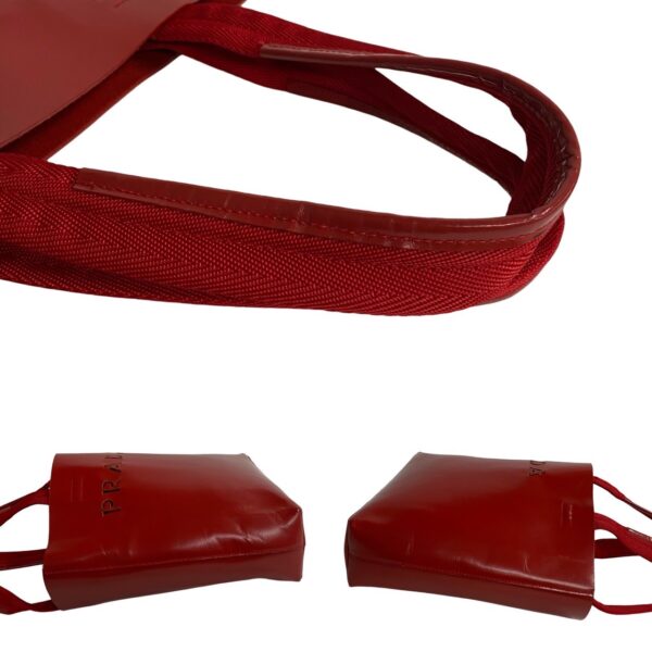 778c778 23127 7 Prada Cutout Calf Leather Nylon Mini Tote Bag Red