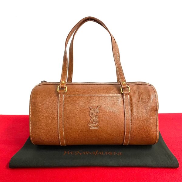 778c778 28712 1 Yves Saint Laurent YSL Leather Canvas Mini Bag Brown