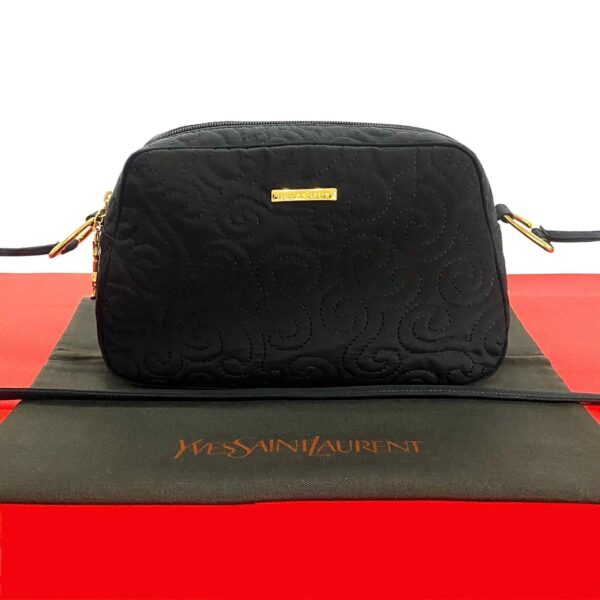 778c778 29768 1 Yves Saint Laurent YSL Nylon Shoulder Bag Pochette Black