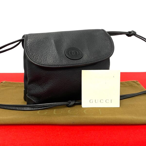 778c778 31170 1 Gucci GG Leather Shoulder Bag Pochette Black