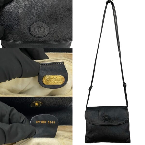 778c778 31170 4 Gucci GG Leather Shoulder Bag Pochette Black