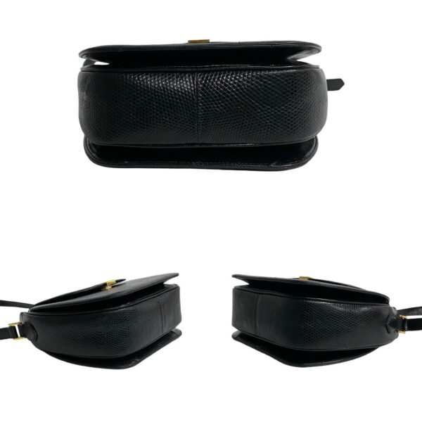 778c778 33279 7 Yves Saint Laurent YSL Lizard Leather Mini Shoulder Bag Pochette Black