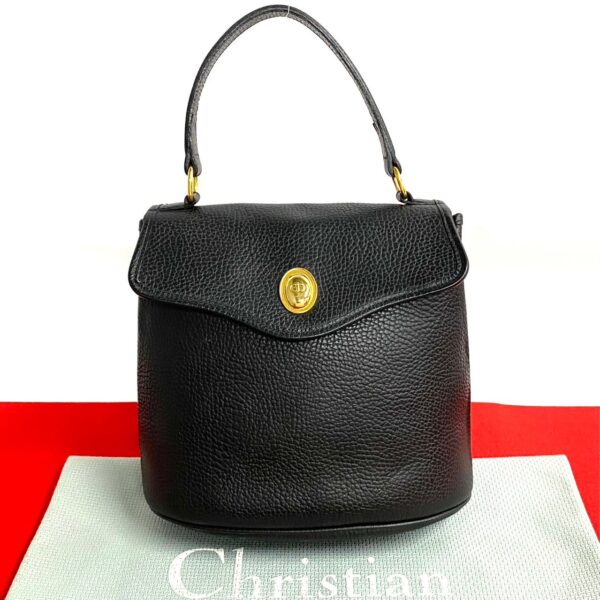 779c778 33361 1 Christian Dior CD Leather Handbag Mini Tote Bag Black