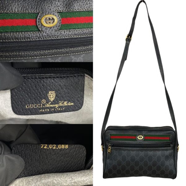 779c779 20131 4 Gucci Sherry Line GG Leather Shoulder Bag Pochette Black