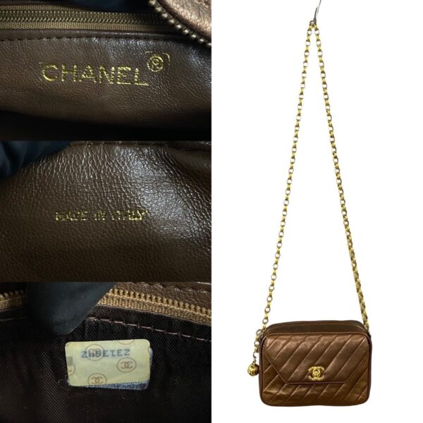 779c779 22072 4 Chanel Coco Mark Lambskin Chain Mini Pochette Brown