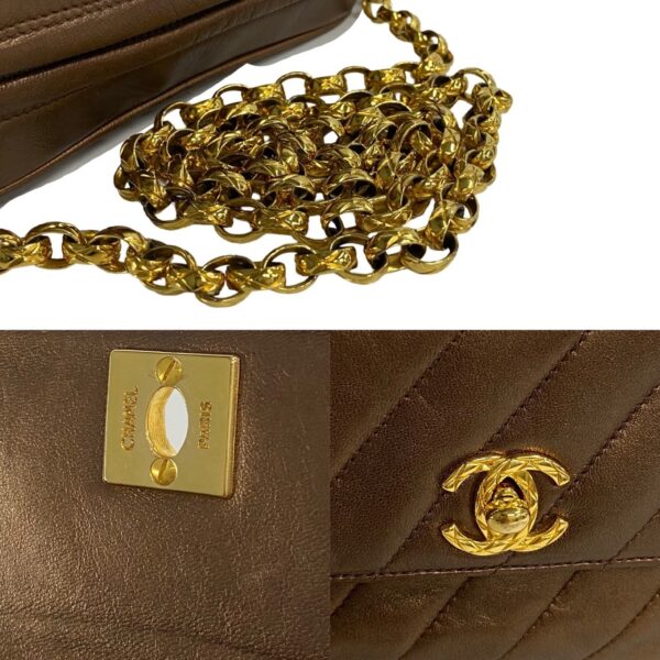 779c779 22072 8 Chanel Coco Mark Lambskin Chain Mini Pochette Brown