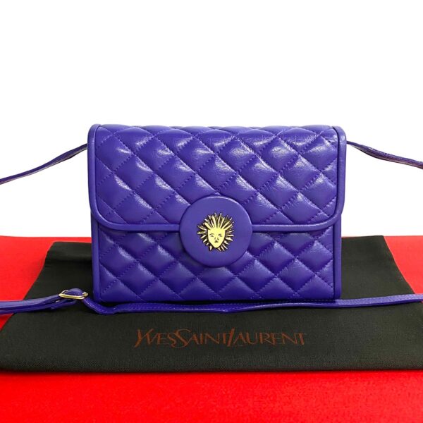 779c779 22722 1 Yves Saint Laurent YSL Lambskin Shoulder Bag Pochette Purple